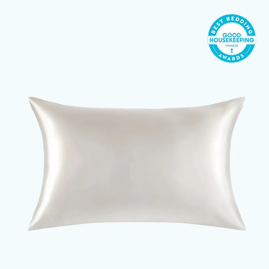 Dr. Silks 22 Momme Mulberry Silk Pillowcase in White, hypoallergenic and anti-mite properties